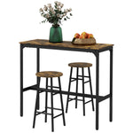 3 Piece Bar Set, Industrial Kitchen And Chair Set | Rustic Brown