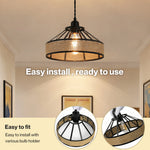 Emitto Modern Ceiling Pendant Light Shade Industrial Hemp Rope Lamp Shade