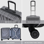 56x45x25cm Large Cabin Carry On Case - Overhead Luggage Suitcase - 4 Spinner Wheels - Abs Hard Shell Cabin Bag | Cabin | Anthracite