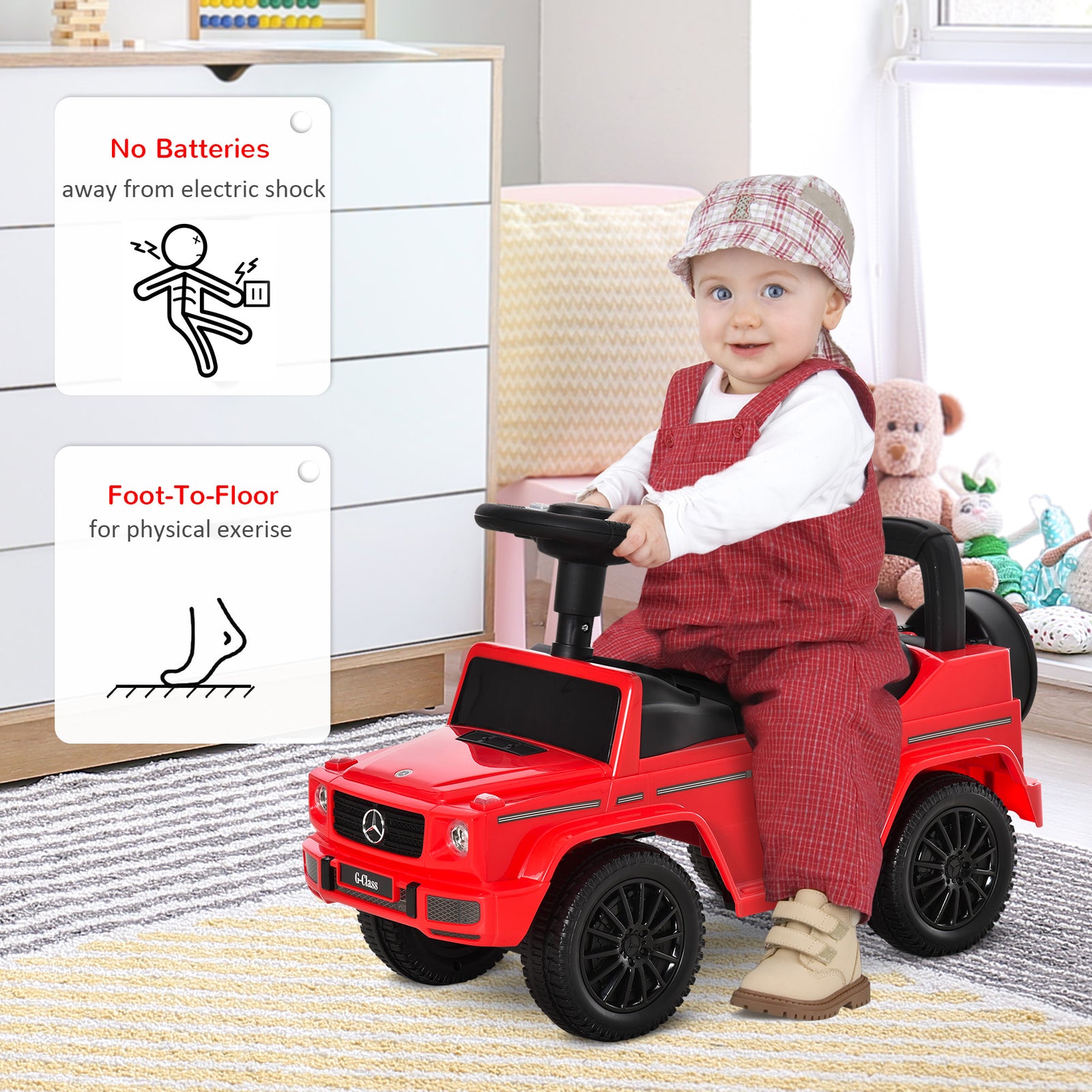 Benz G350 Kids Ride On Sliding Car W/ Under Seat Storage No Power | Red