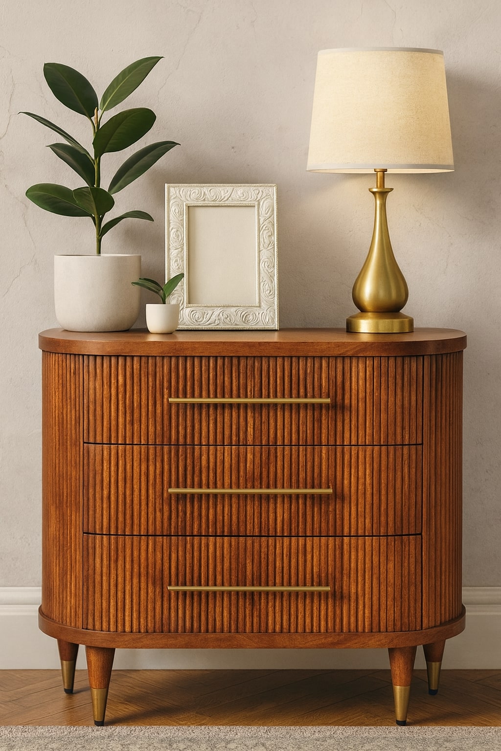 Solid Mango Wood, 3 Drawers, Dark Brown