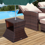 Rattan Side Table Outdoor Tea Coffee With Umbrella Hole