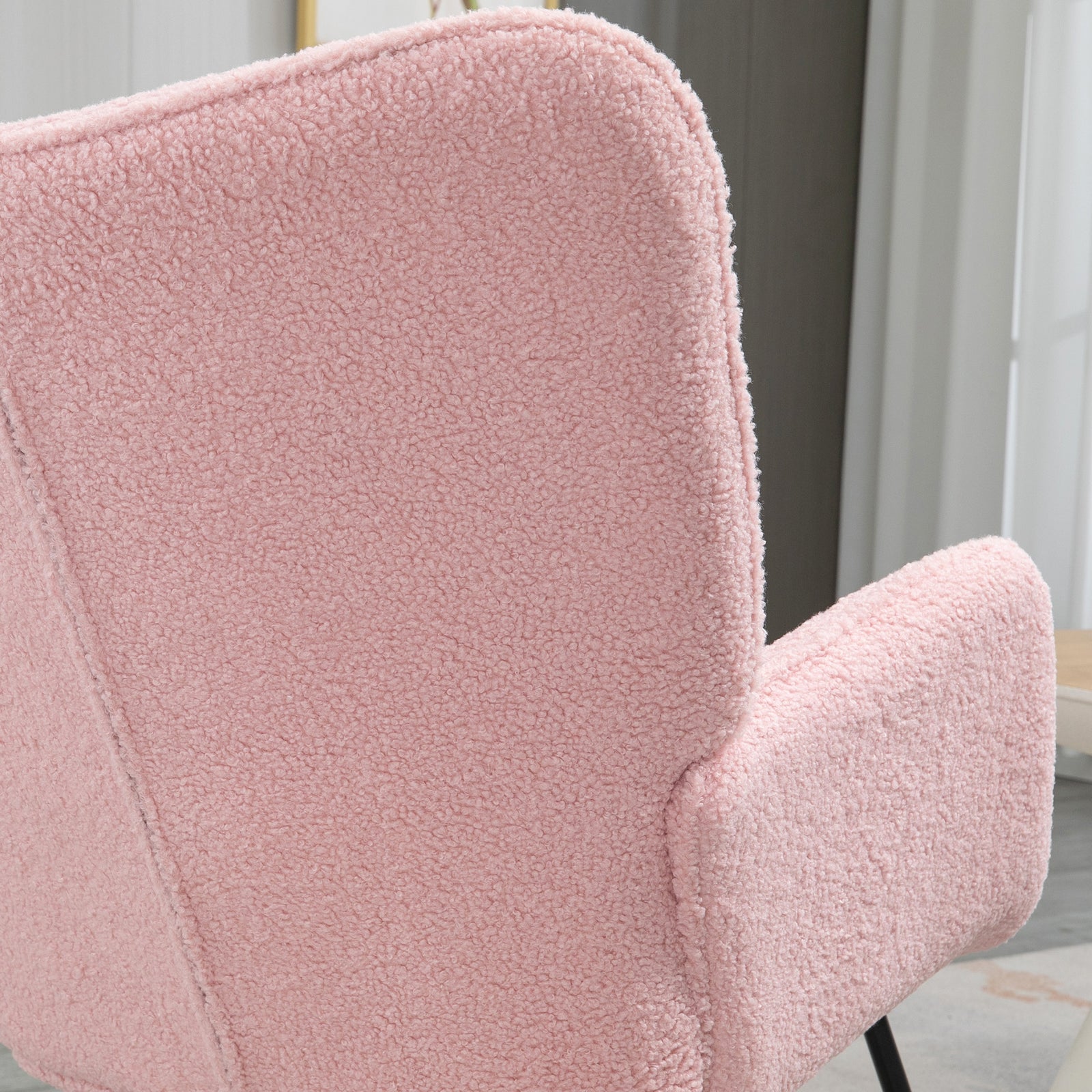 Wingback Rocking Chair For Nursing W/ Steel Frame | One Size | Pink