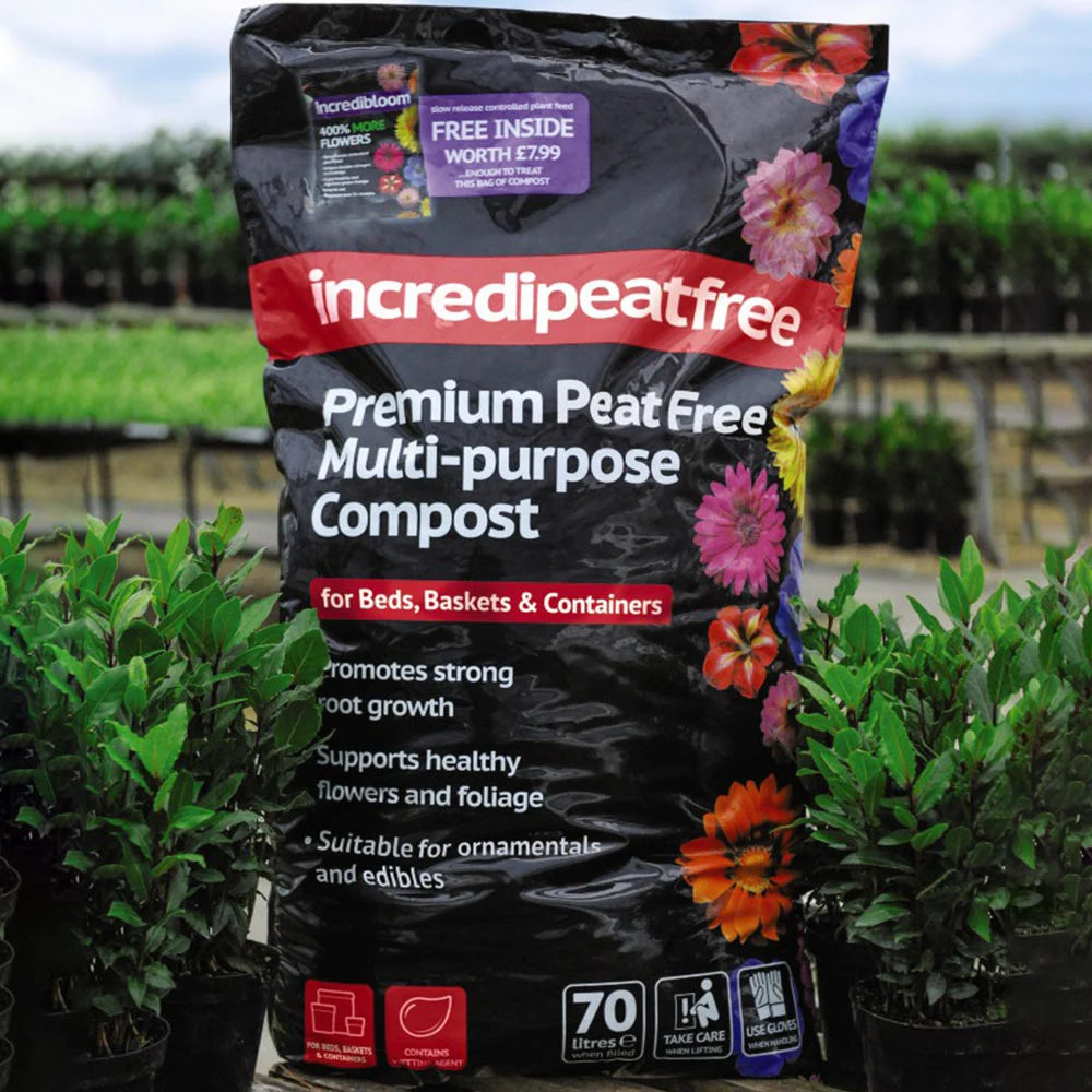 Thompson & Morgan Incredi Peatfree Premium Multi-purpose Compost - 40 Litre Bag + 120g Incredibloom