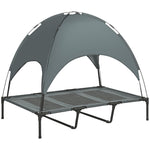 Pawhut 122cm Elevated Dog Bed Cooling Raised Pet Cot Uv Protection Canopy | Gray