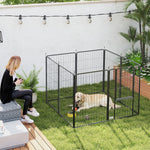 8 Panels Dog Playpen, Foldable Dog Pen Indoor Outdoor With Door | 100cm | Black