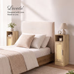Bedside Table 2 Pc Narrow Side Table Boho Rattan Storage For Bedroom Wood | Brown