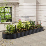 160/240/320cm W X 80cm D X 42cm H Galvanised Raised Garden Bed, Metal Elevated Planter Box With Safety Edging & Ground Stakes | Large | Anthracite
