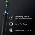 Vitality Pro Electric Rechargeable Toothbrush With 2 Brush Heads, Black