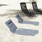 2pc Outdoor Beach Mat Steel Reclining Chair Set W/ Pillow | Gray