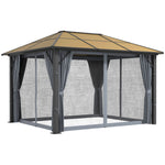 Pc Hardtop Gazebo With Aluminium Frame And Curtains | Large | Gray