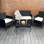 Stylish Amazon 4 Piece Garden Rattan Furniture Set For Indoor And Outdoor | Black