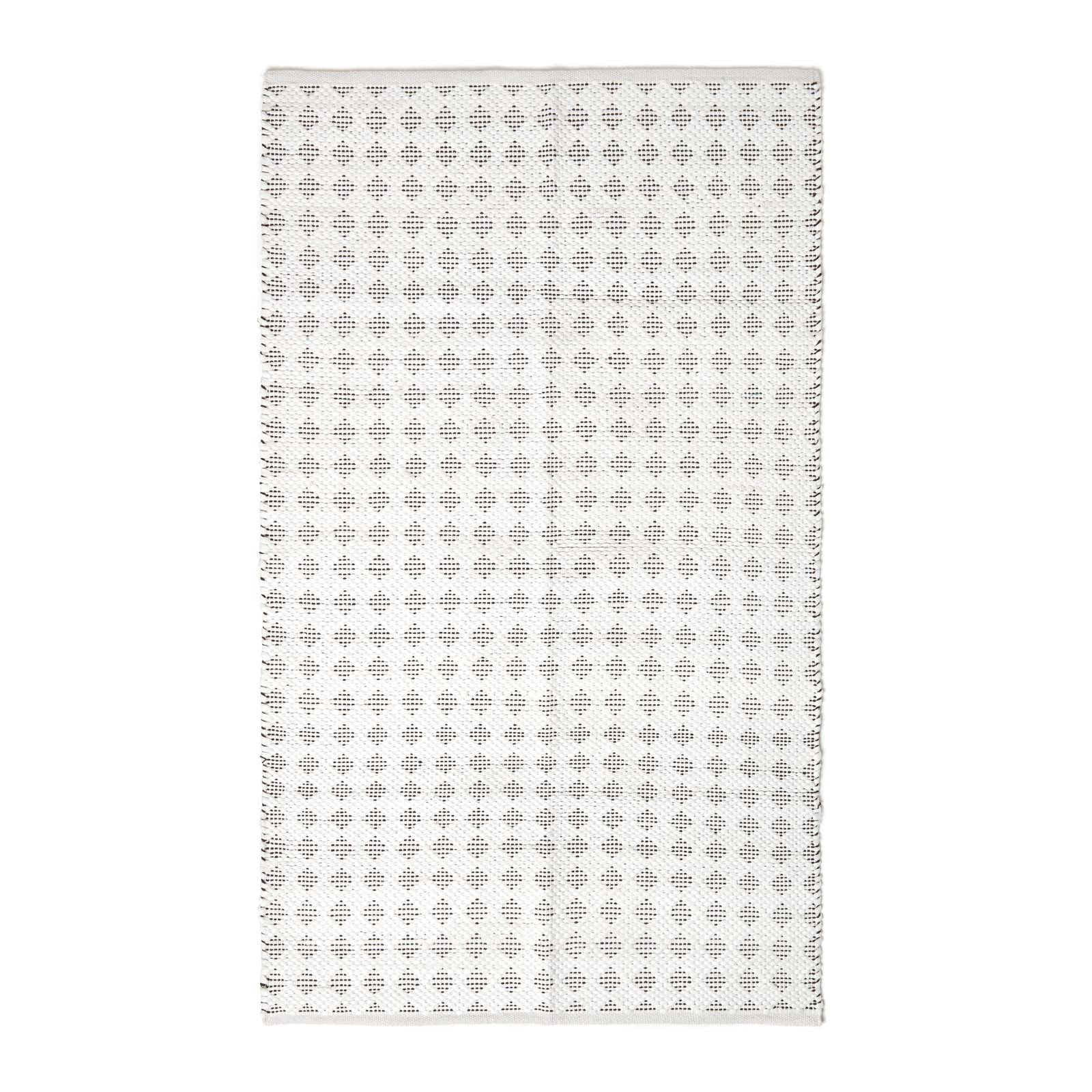 White Geometric Black Diamond Chindi Rug | 150cm x 240cm | White