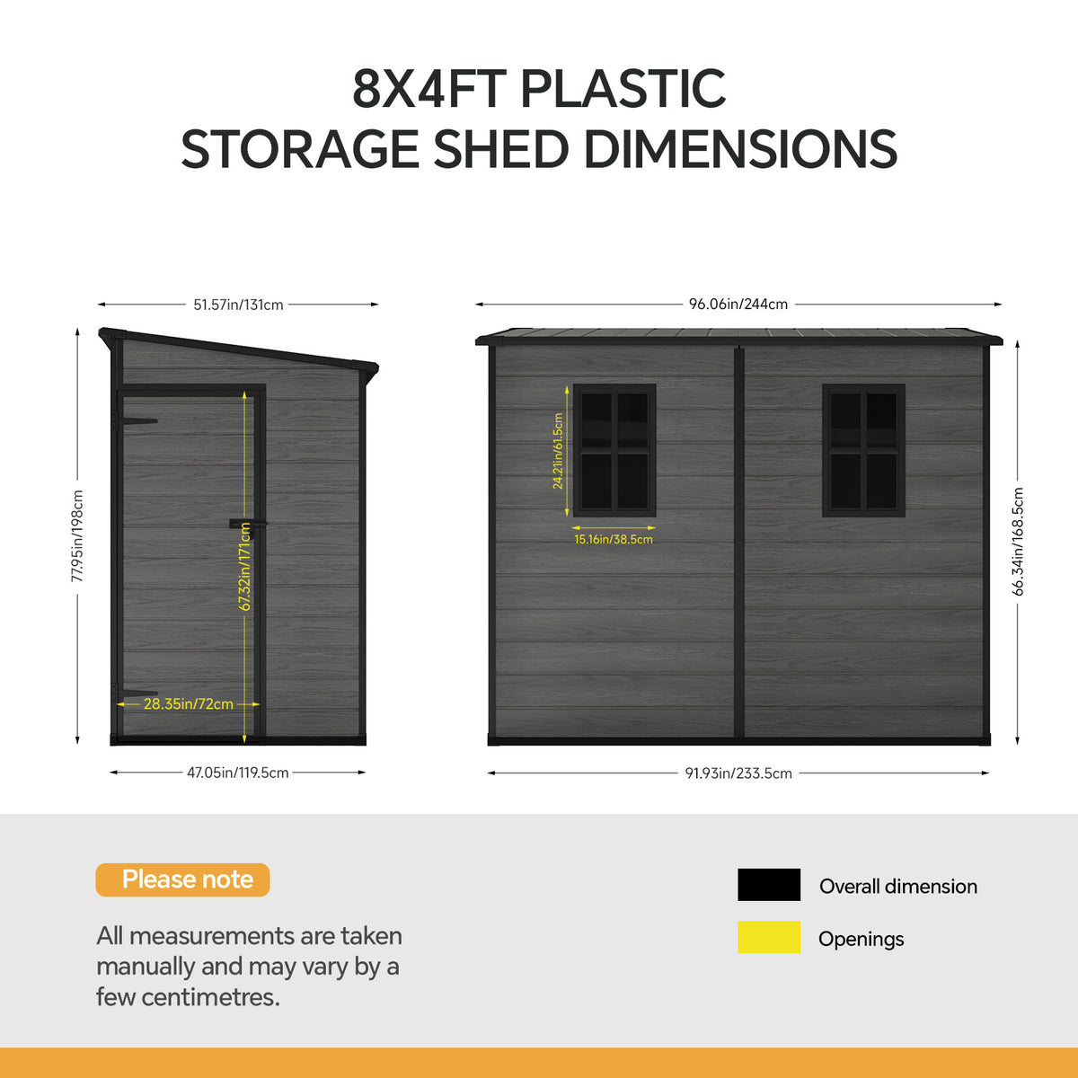 Breeins 8 X 4ft Outdoor Tool Storage Shed With Pent Roof For Garden