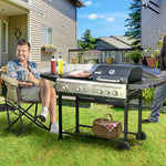 2-in-1 Gas Bbq And Plancha, 15kw, 4+1 Burner | Black