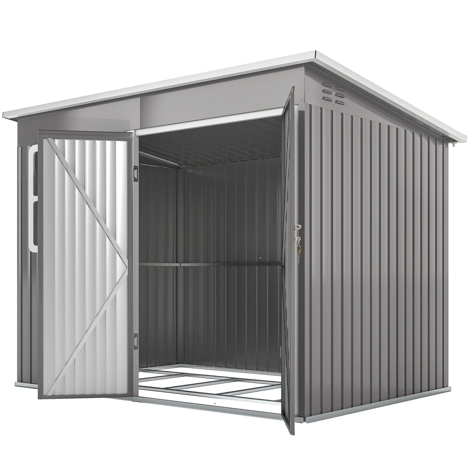 8.5x6ft Galvanised Steel Garden Shed With Foundation Kit