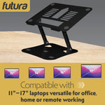 Laptop Stand Adjustable Portable Riser, Foldable Aluminium Holder For Macbook Airpro And 11 To 17 Inch Laptops | Black