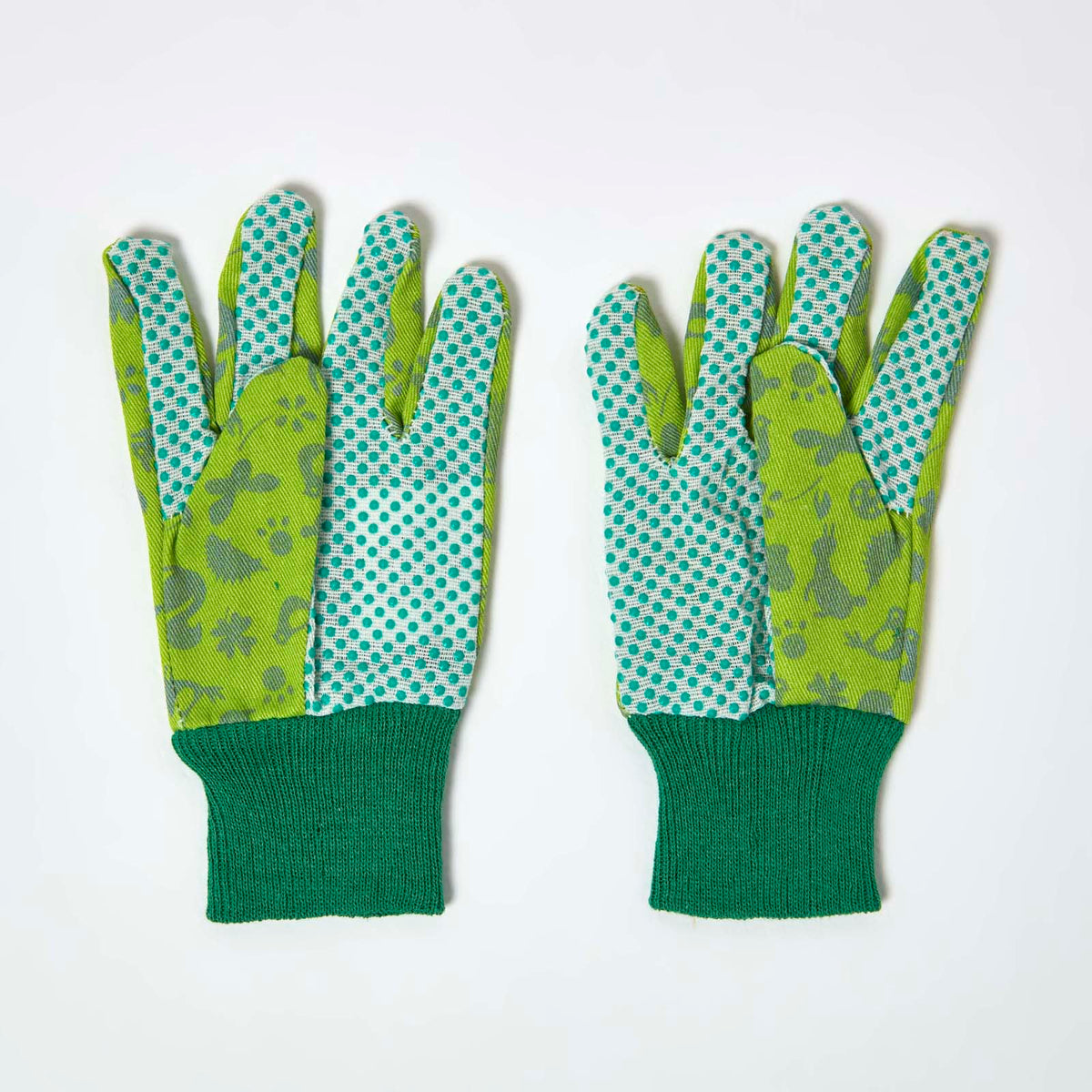 Children's Gardening Gloves With Green Floral Design | One Size | Green