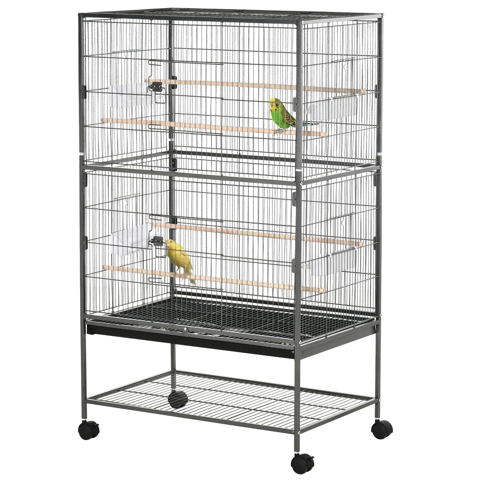 Large Bird Cage Budgie Cage For Finch Canaries Parrot With Stand | Gray