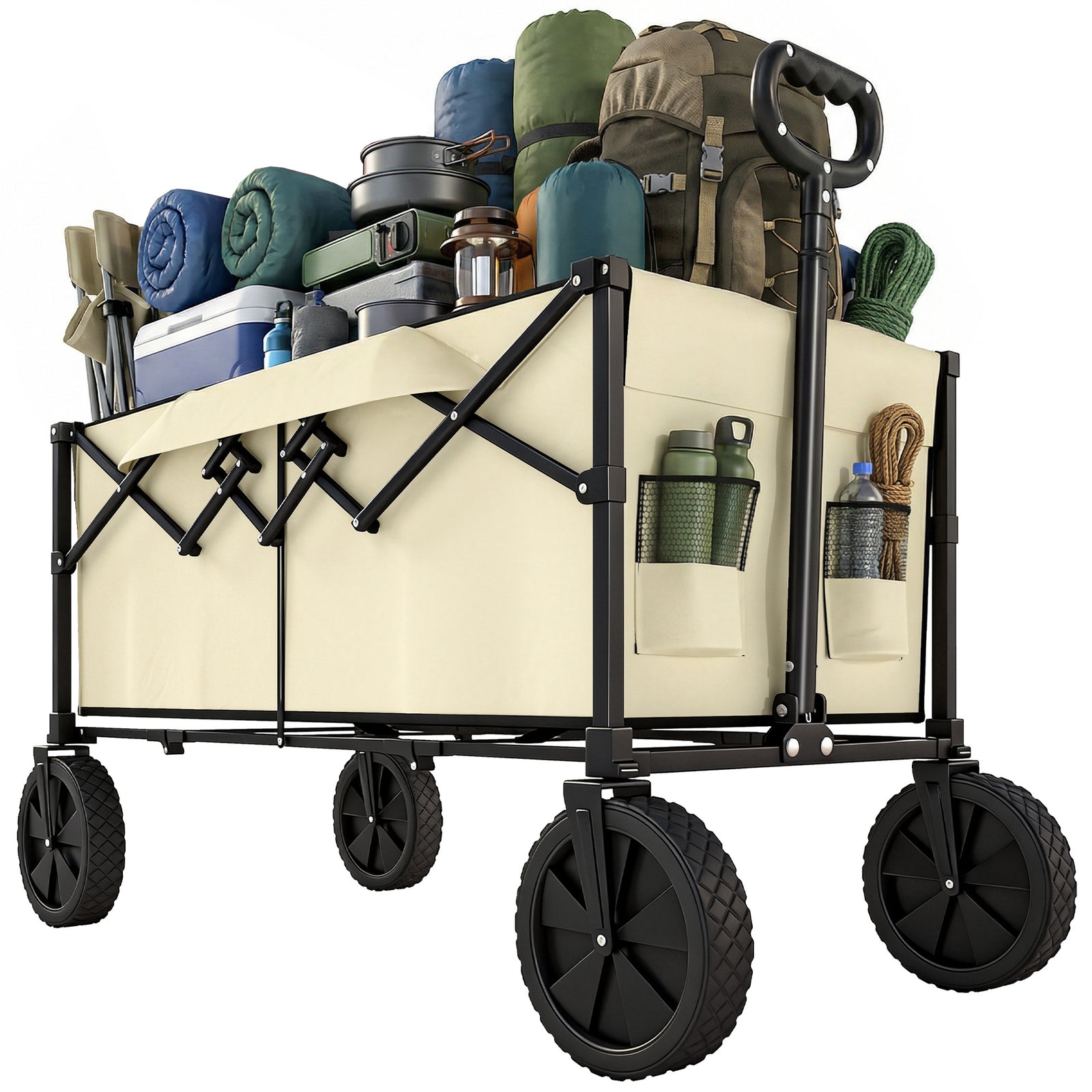 95l Foldable Festival Trolley On Wheels | Khaki