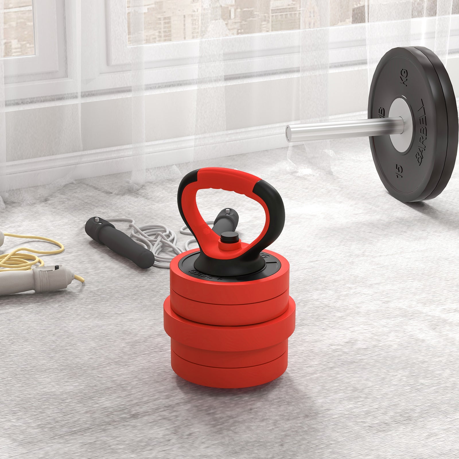 4-in-1 Weight Dumbbells Set Barbell | 20kg | Red