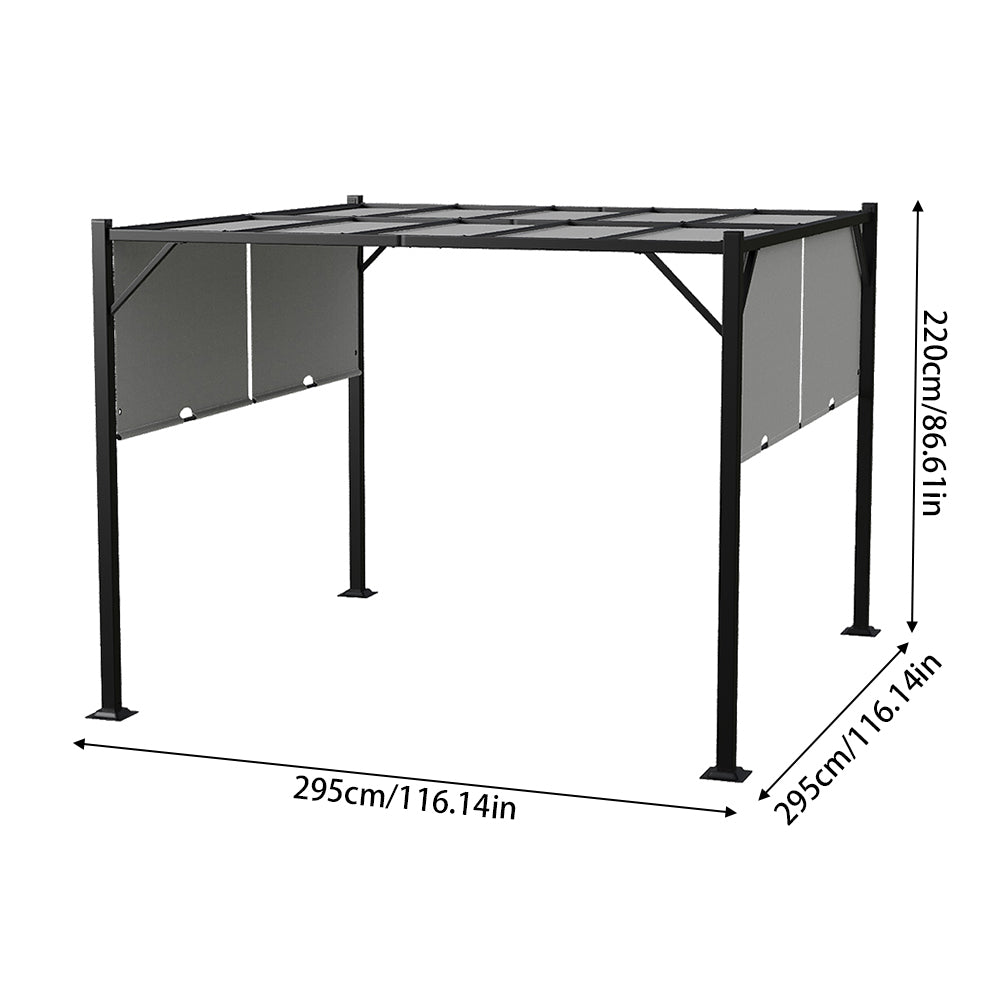 Breeins 3m X 3m Garden Pergola With Retractable Canopy, Uv & Water-resistant Canopy Pa-coated Polyester Roof,Heavy-duty Steel Frame Patio Gazebo