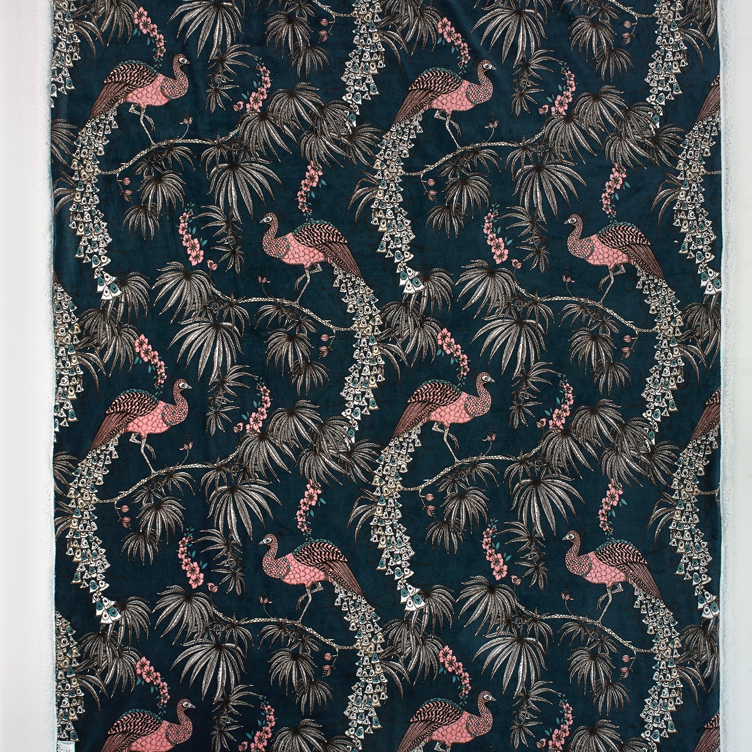 Snuggle Warm Fleece 140x180cm Throw Peacocks Blue