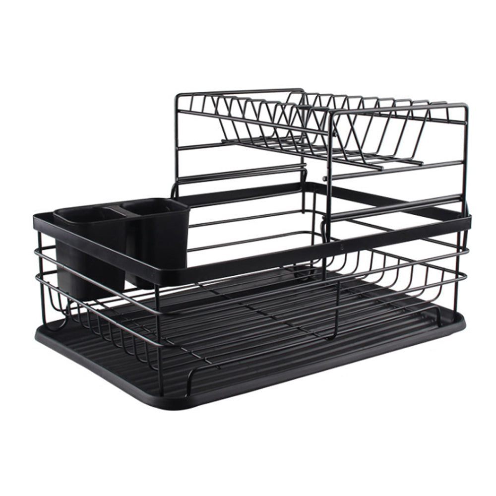 2-tier Metal Kitchen Dish Drainer Rack | Black