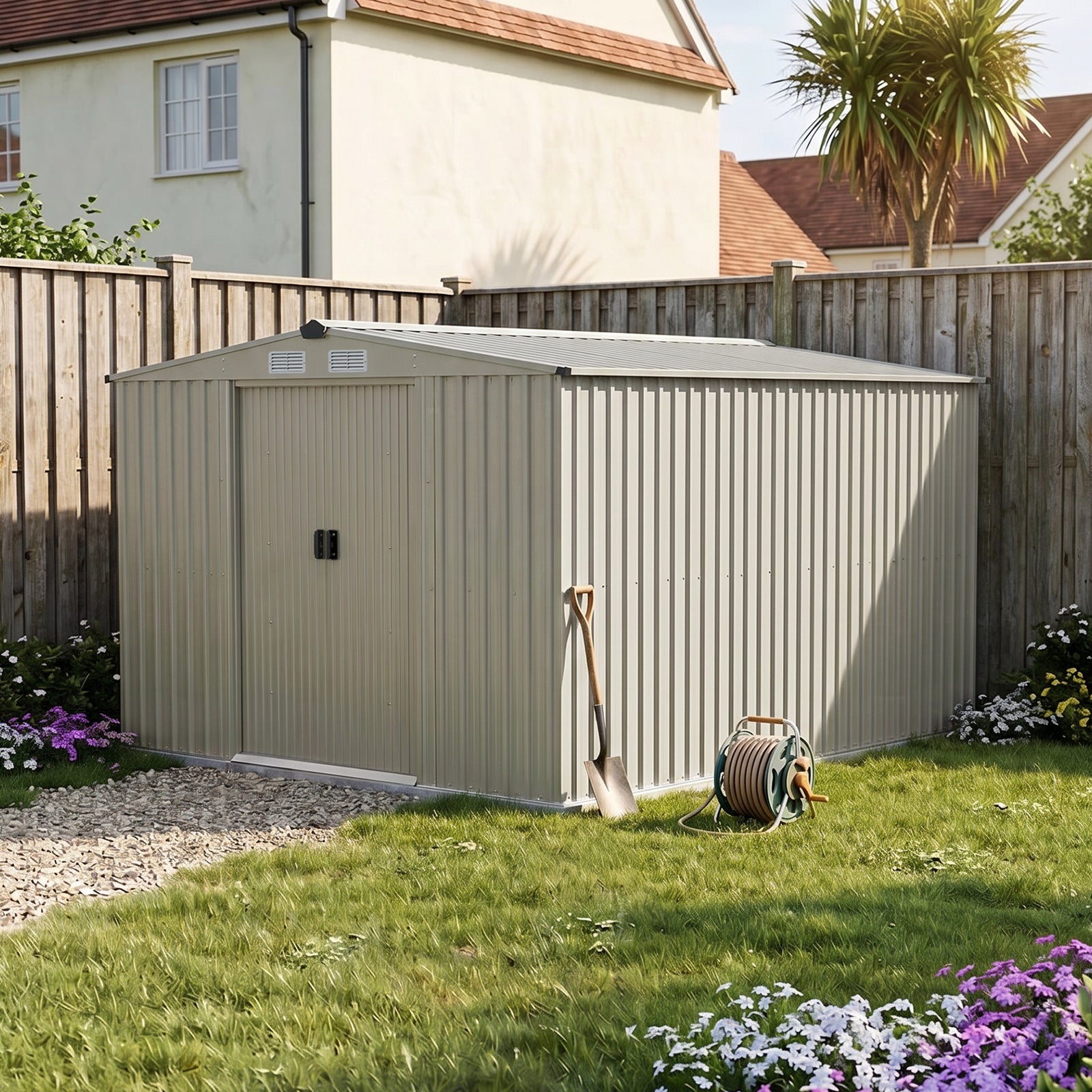 10x8 Ft Large Metal Garden Tool Storage Shed | Grey