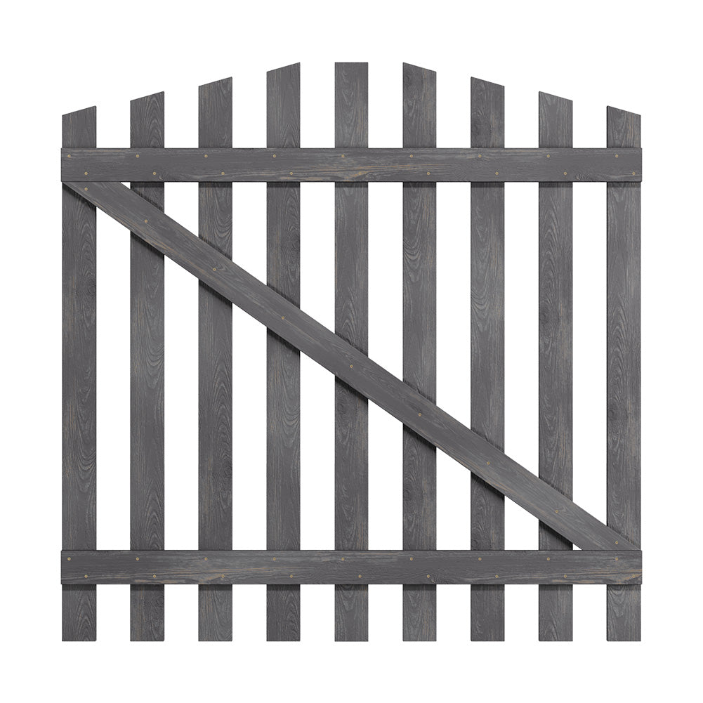Rustic Wooden Garden Gate With Arched Top Weathered Gray Finish | Large | Grey