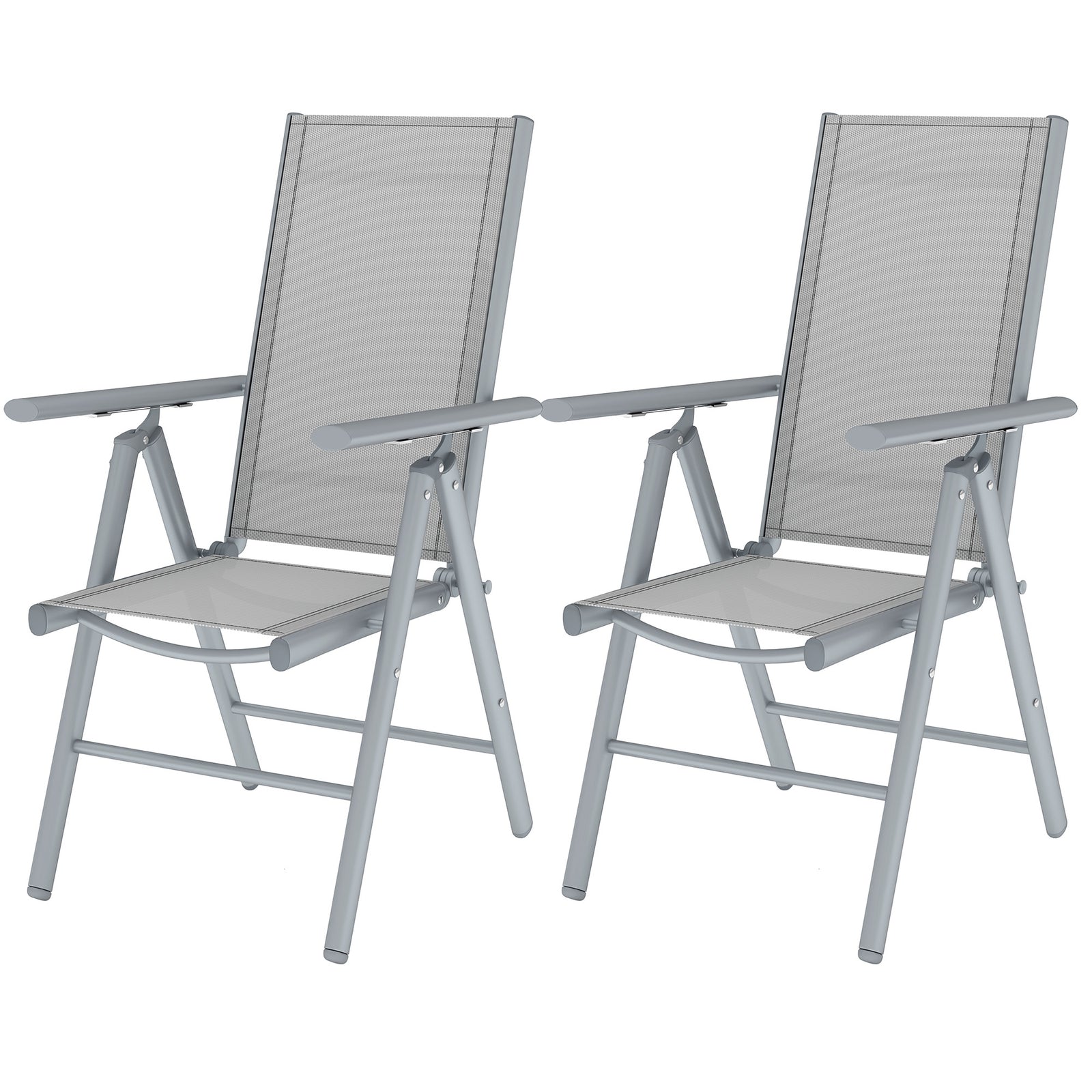 2pcs Folding Chair W/ Breathable Mesh Back And Seat | Light Grey