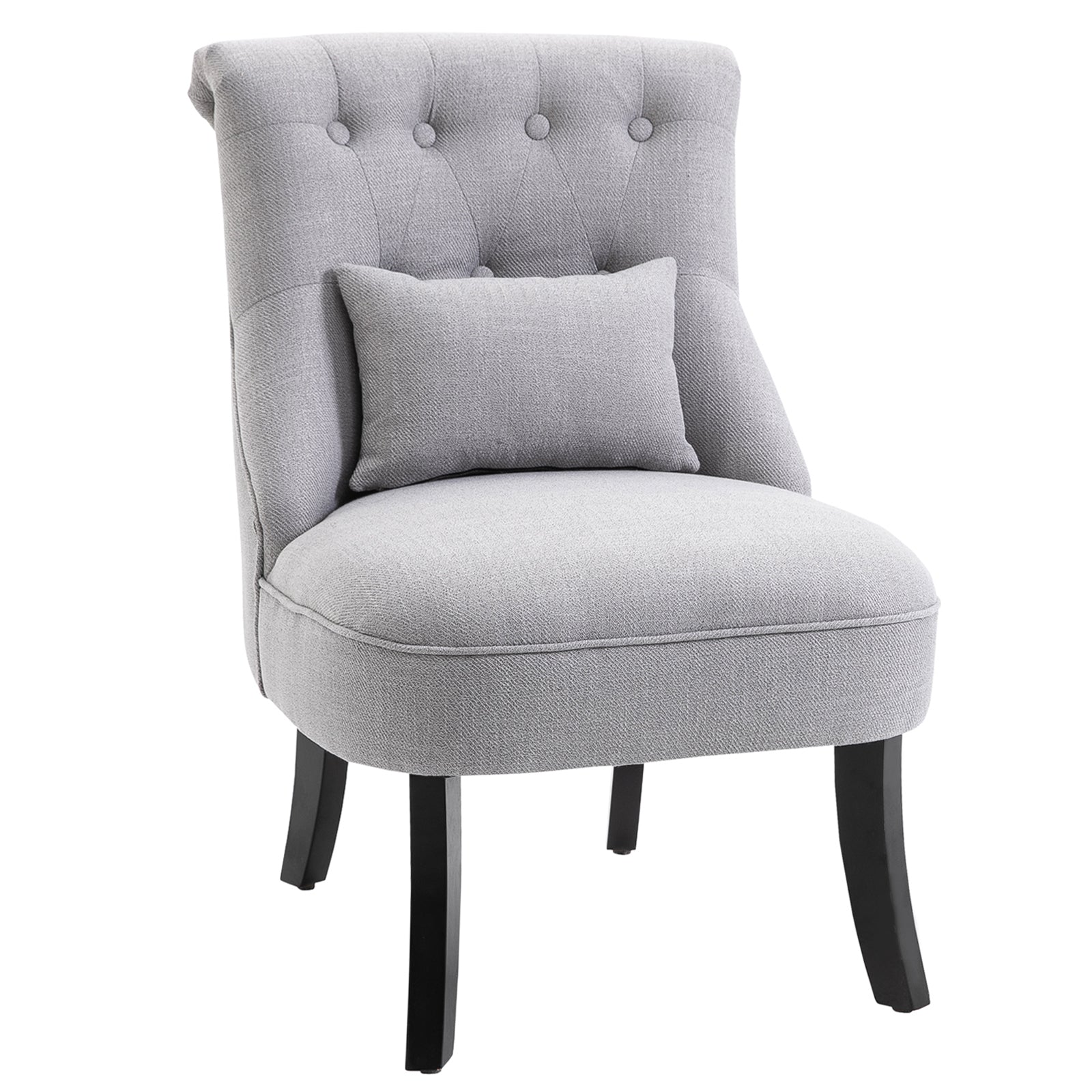 Fabric Single Sofa Armchair Upholstered Pillow Wood Leg | One Size | Gray