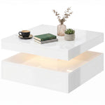 Led Coffee Table With Storage, Modern Centre Table | White