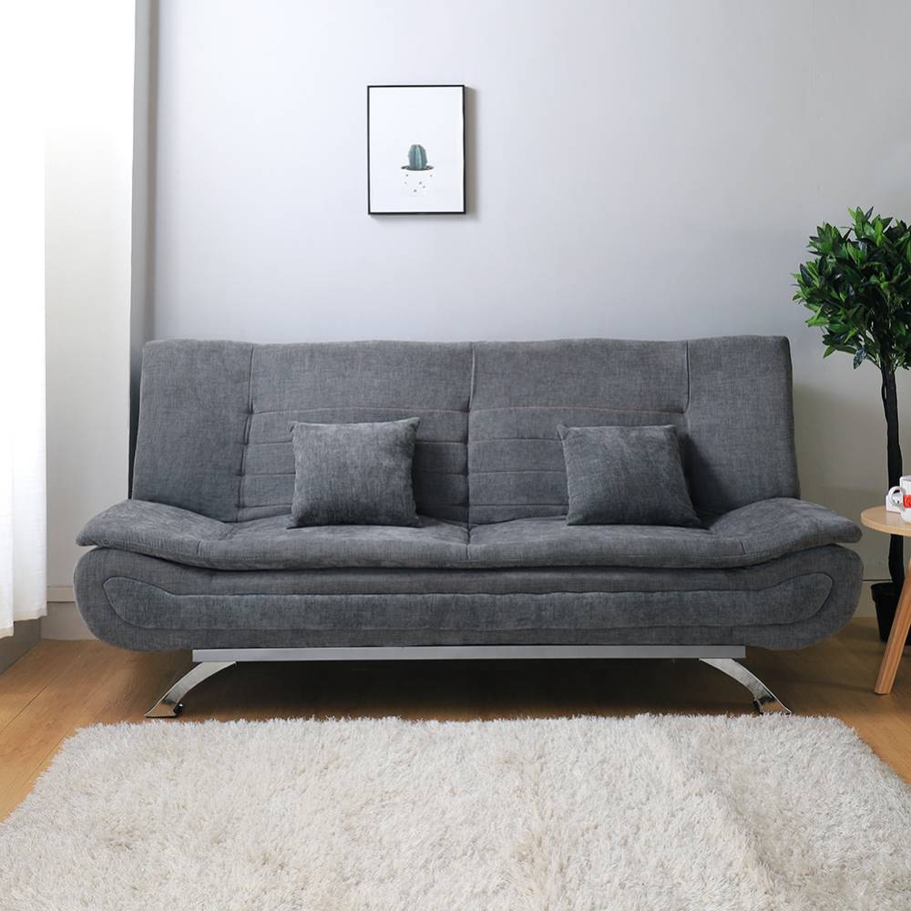 Linen Fabric 2-seat Convertible Sofa Bed With Pillows