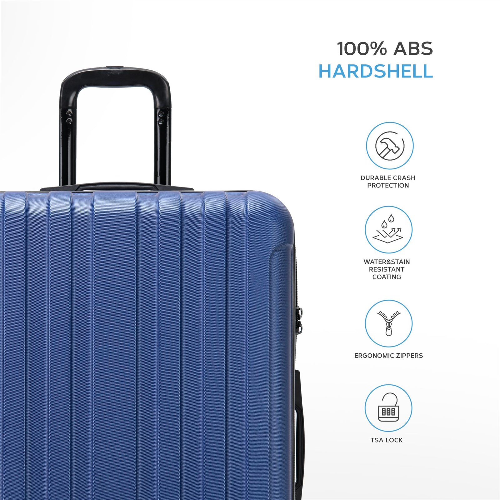 Large 30" Hard Shell Check In Suitcase 8 Spinner Wheels Hold Luggage | Large | Navy Blue