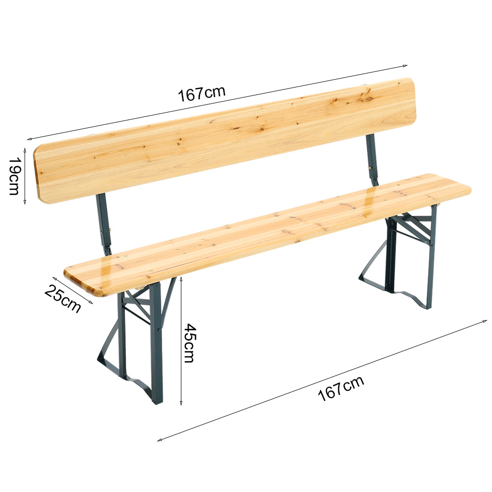 2 Pcs Contemporary Folding Wooden Garden Bench Outdoors
