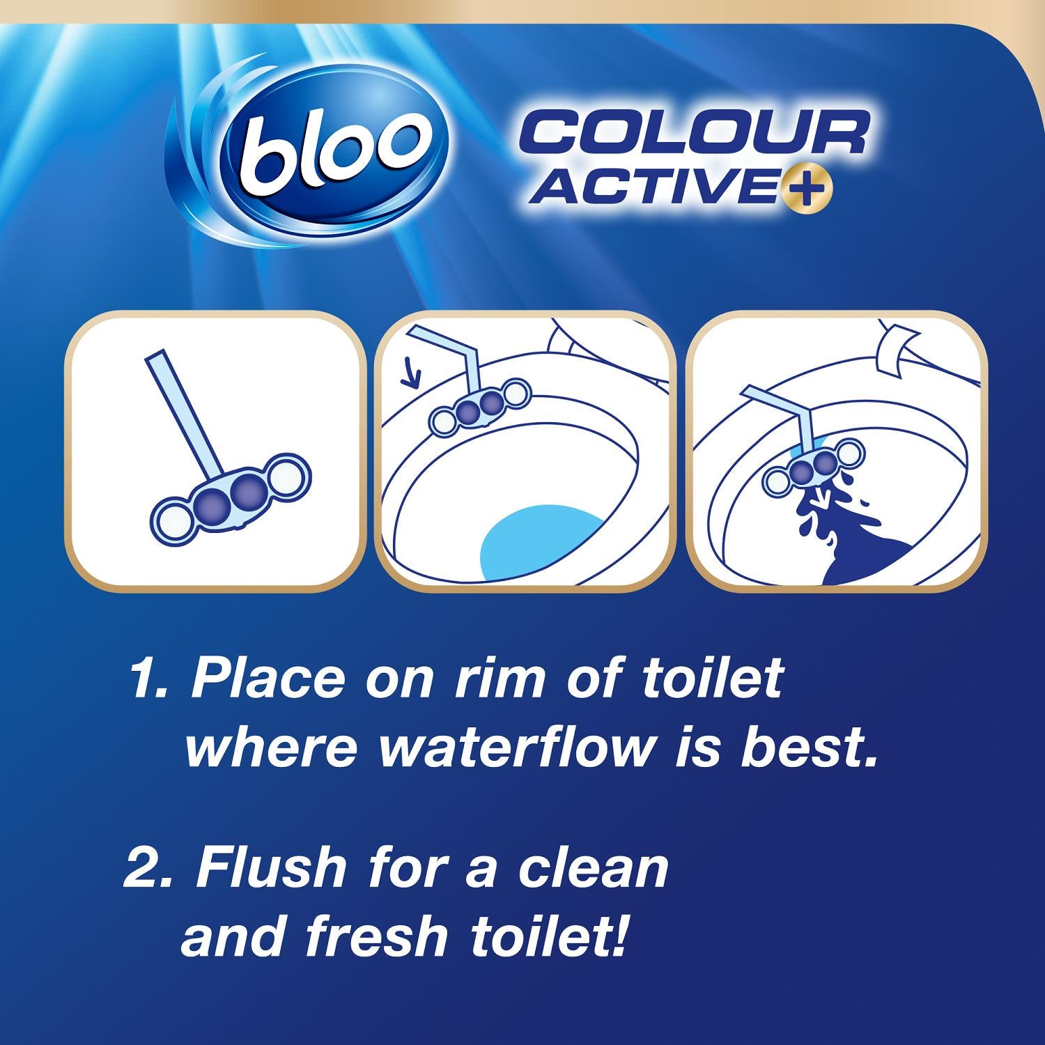 Colour Active Anti-limescale Odour Stop Bleach Toilet Rim Block 50g, 3pk