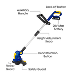 Cordless Grass Strimmer 20v  Rechargeable Garden Grass Trimmer With 1 Spool, Battery And Charger Included