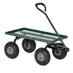 Garden Trolley Cart With Pneumatic Wheels And Rotating Handle | Green