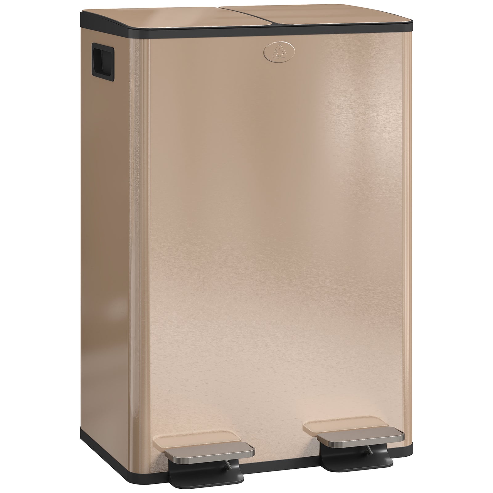 2 X 28l Dual Kitchen Bin Pedal Bin For Recycling And Waste | Gold