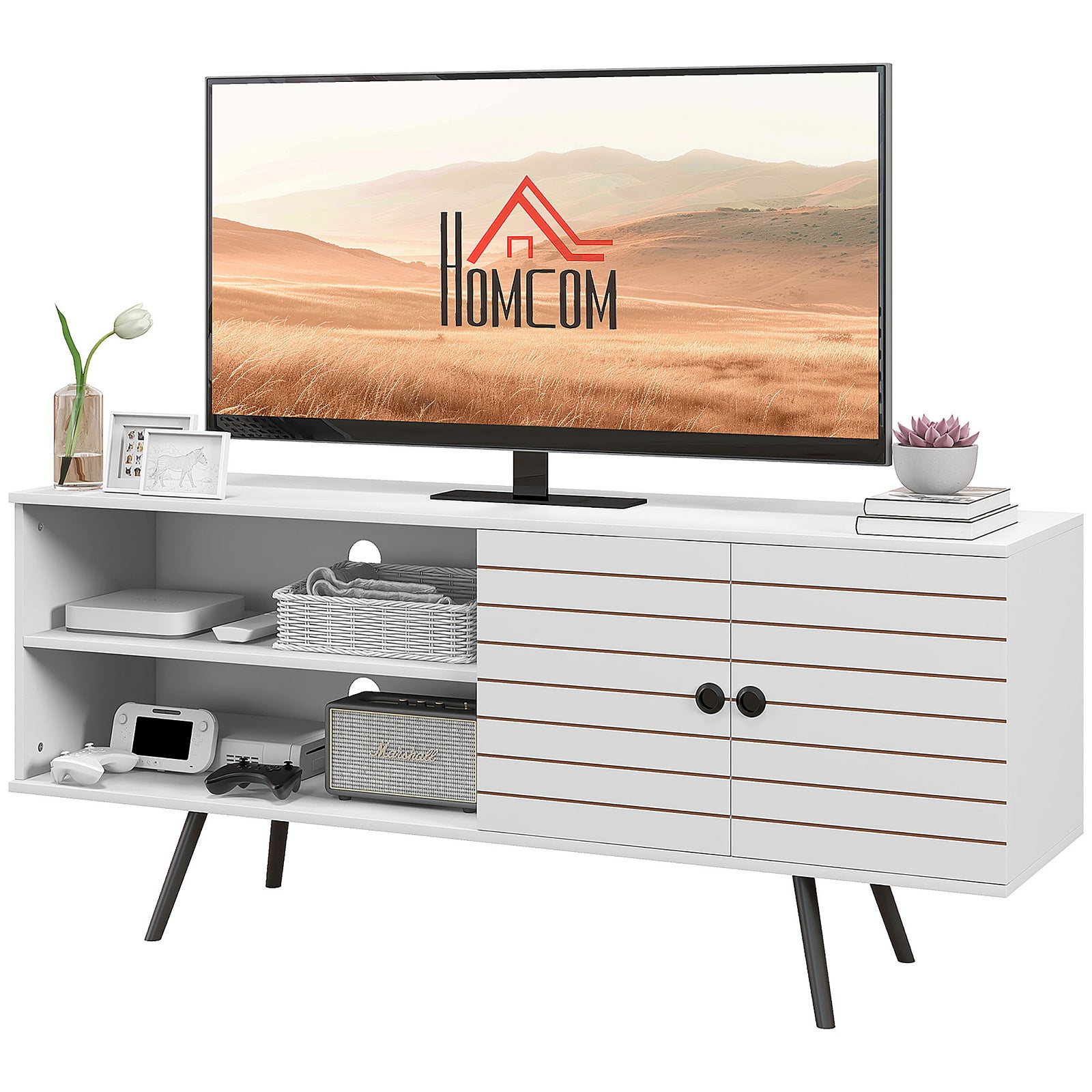 Tv Unit For 50" Tvs W/ Open Shelves White | Large | White