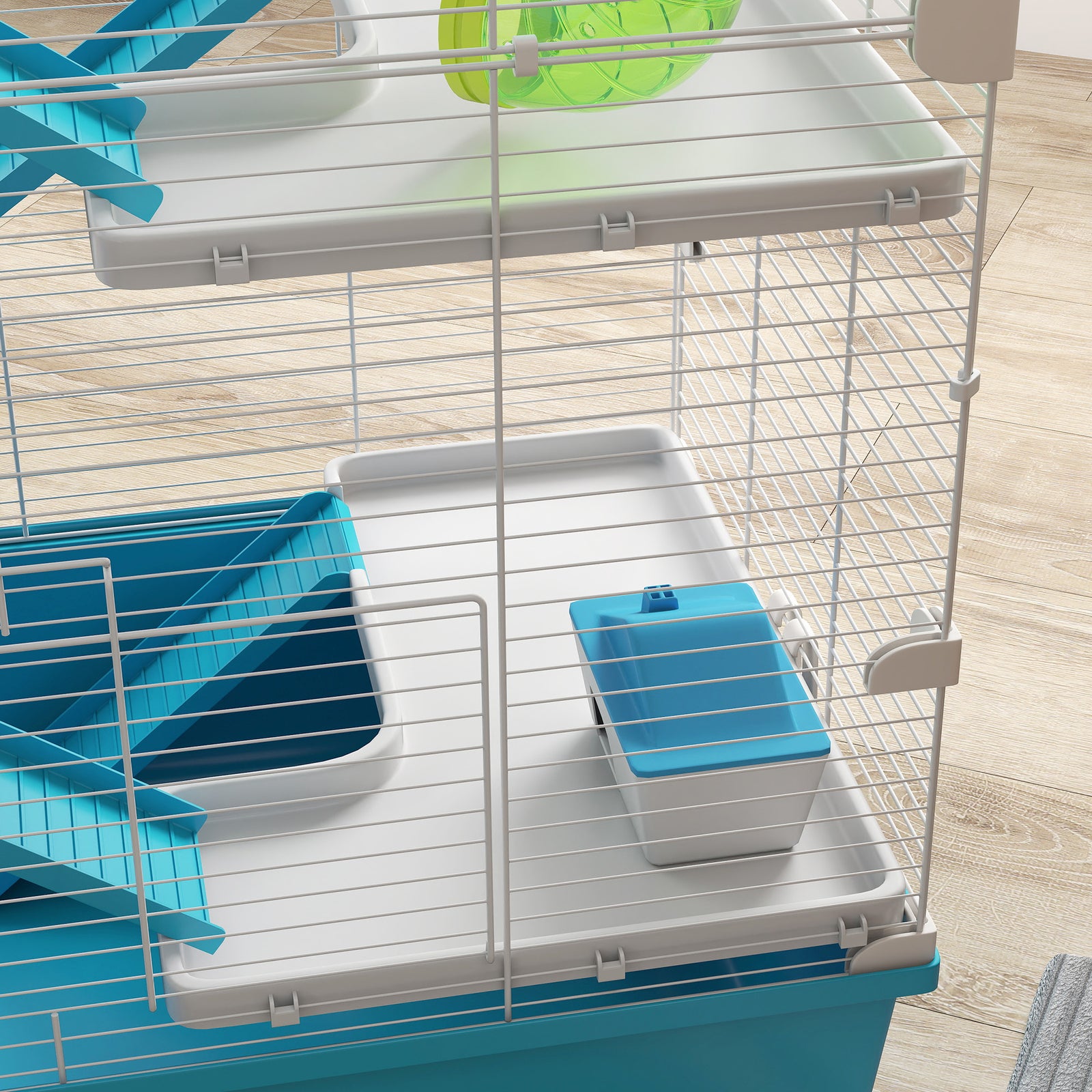 Pawhut 6 Tier Hamster Cage With Twin Tower And Accessories, Light Blue