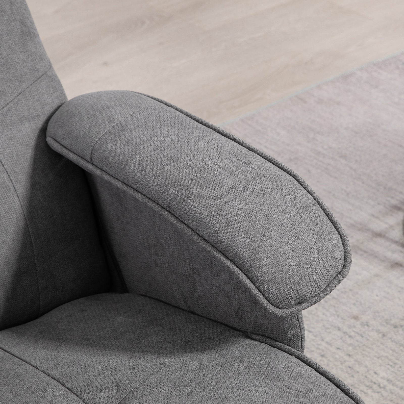 Swivel Recliner Chair And Footstool Fabric Wooden Base | One Size | Gray