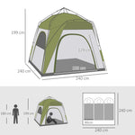 3 Man Pop Up Tent Automatic Camping Backpacking Dome Shelter | Green