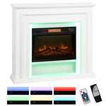 1800w Inset Electric Fireplace And Mantel Reach Up To 30 M², White