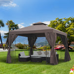 Garden Metal Gazebo Sun Shade Shelter Outdoor Party Tent | Brown