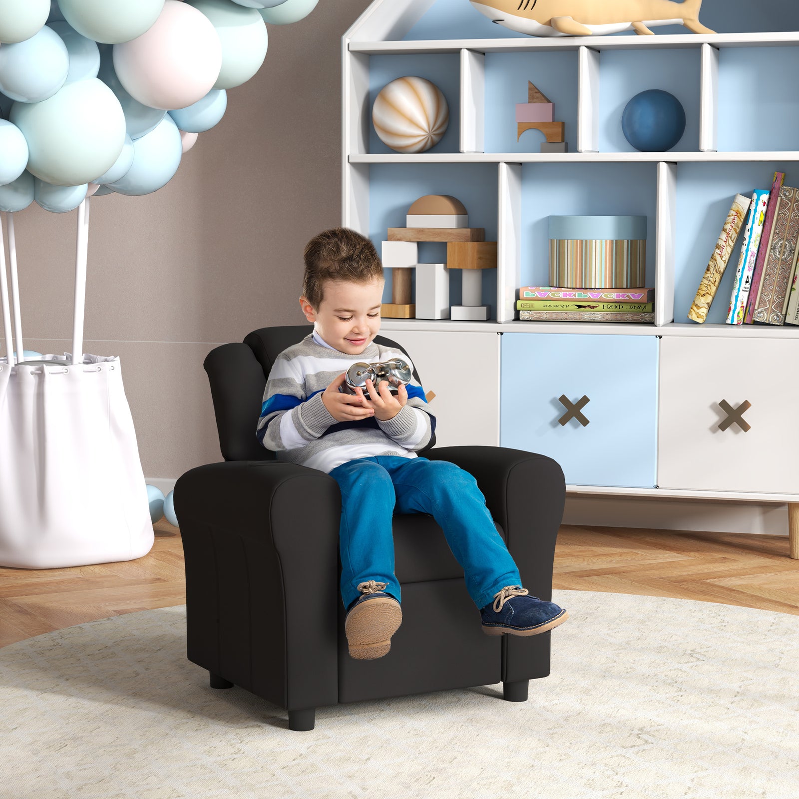 Kids Recliner Armchair Games Chair Children Seat Girls Boys Sofa | Black