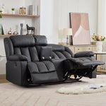 Sheridan 2 Seat Manual Recliner Sofa With Central Console | Black
