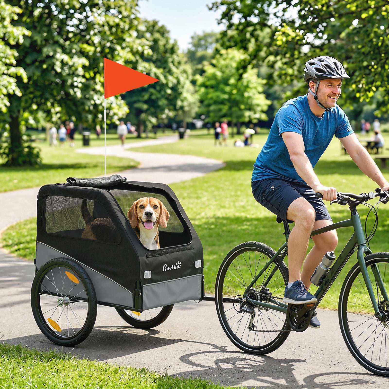 Dog Bike Trailer For Small & Medium Pets With 20" Rubber Wheels | Grey