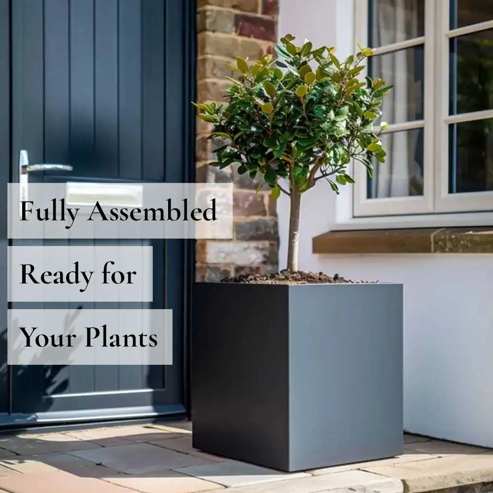 Zinc Galvanised Square Planter | 50cm x 50cm x 50cm | Grey